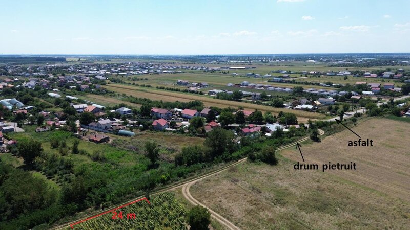 Darza (langa Buftea), teren intravilan, deschidere 24 m, pret negociabil.